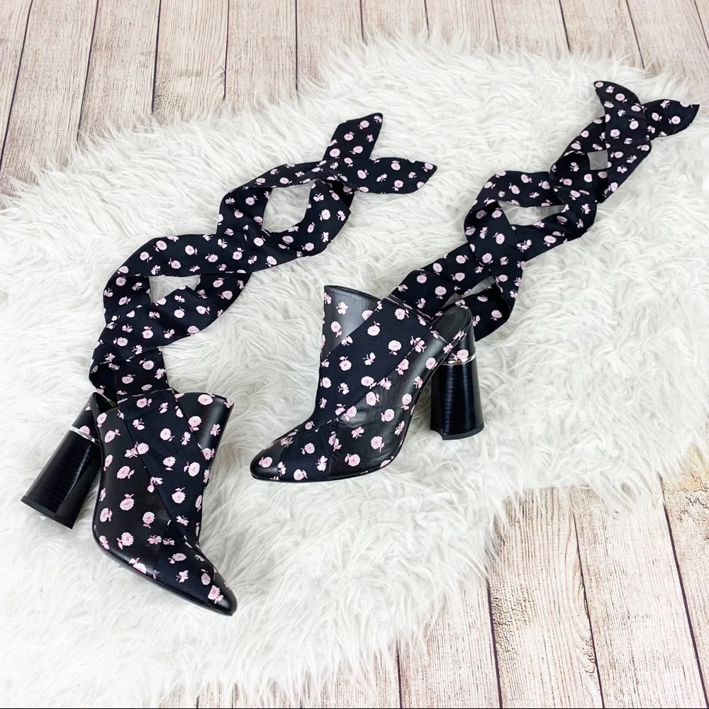 3.1 Phillip Lim Black and Pink Floral Heels - Picture 3 of 12